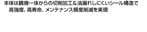 本体は鋼塊一体からの切削加工＆油漏れしにくいシール構造で