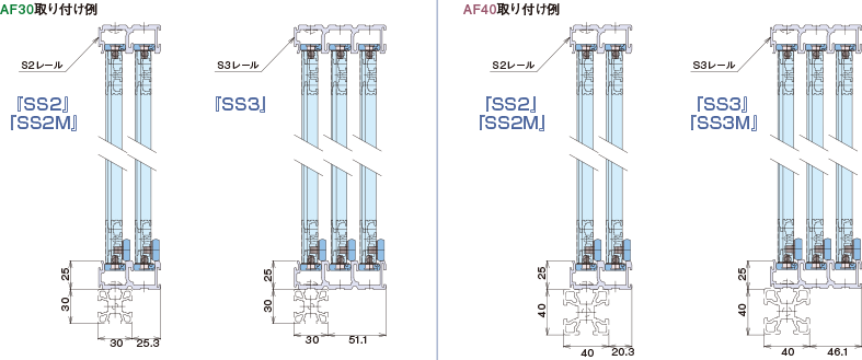 AF30取り付け例、AF40取り付け例