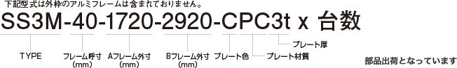 下記型式は外枠のアルミフレームは含まれておりません。部品出荷となっています