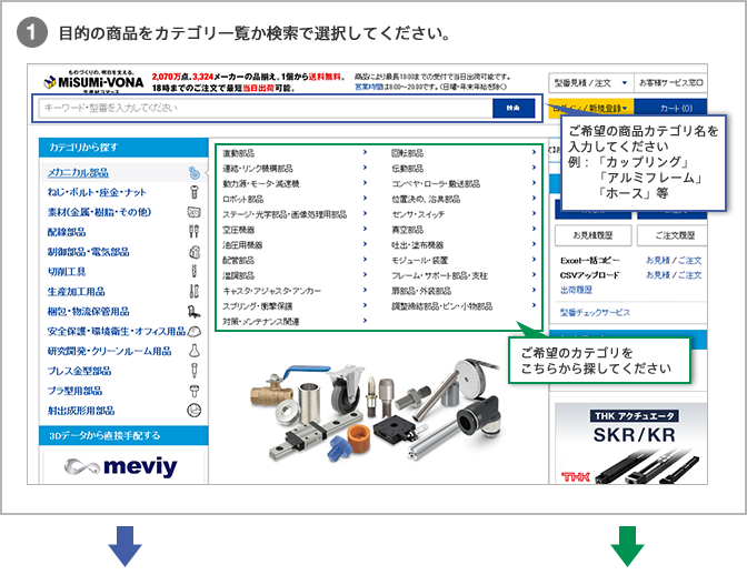 1.目的の商品をカテゴリ一覧か検索で選択してください。