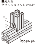 先入れダブルジョイント穴あけ