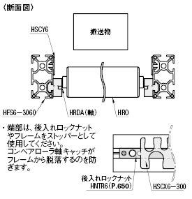 コンベアローラ軸キャッチ